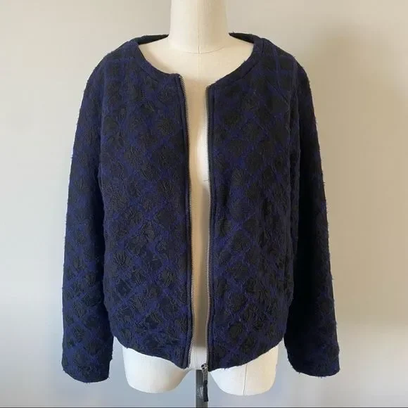 Anthropologie Madeleine Wool Lace  Bomber Jacket - Picture 9 of 12